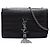 Borsa a tracolla Kate in pelle nera con stampa coccodrillo medio e frange di Saint Laurent Nero