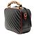 Borsa in pelle matelassé diagonale GG Marmont nera piccola con torchon e bambù di Gucci Nero - vista 2