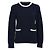 Timeless Chanel CC Strickpullover aus marineblauer Kaschmir mit Knopfverzierung