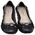 Timeless  Chanel Lace-Accent CC Cap Toe Ballet Flats in Black Leather - view 2