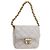 CHANEL Minimini Matelassé 7 Pouch Pelle Bianco Oro CC Auth LNZ849 D'oro