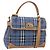 Borsa a mano Burberrys Nova Check PVC 2 vie Blu Oro Auth ARZ085 D'oro