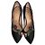 Gucci schwarze Leder bestickte High Heels Mehrfarben
