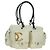 CHANEL Borsa a mano matelassé della linea Cambon in pelle bianca argento CC Auth ARZ785SAM Bianco