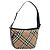 Burberrys Nova Check Schultertasche aus Canvas Beige Silber Authentisch BA11709