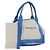 BALENCIAGA Cabas Bag Canvas Leather Light Beige Light Blue 339933 Auth 173988 Silvery