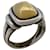 Ring Anello Quadrato Hermès Oro e Argento Metallo D'oro