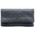 Faltbare Clutch aus grauem, gestepptem Lammleder von Chanel Braun Anthrazitgrau