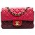 Chanel Red Mini Rectangular Classic Tricolor Lambskin Single Flap Dark red