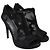 Schwarze Leder-Stiefel mit Mesh-Akzent und hohen Absätzen von Stuart Weitzman - Ansicht 3