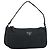 PRADA Accessory Pouch Nylon Black Silver Auth BA11668 Silvery