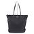 Bolso tote de cuero con detalles de cuero y logo triangular Prada 1BG189 Negro