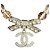 Collar choker de strass con cinta Coco Mark B23S modelo 2023 de Chanel Plata Rosa