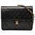 Chanel Schwarz Klein CC Aus Lammleder Mit Steppung Einfache Klappe