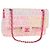 CHANEL Matelassé 25 Bolsa de Ombro com Corrente Tweed Rosa Dourado CC Auth MX484SM