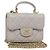 CHANEL Borsa a Spalla Matelassé con Catena in Pelle di Agnello Grigia Oro CC Auth 128807SAM Marrone D'oro