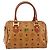 MCM Vicetos Logogram Borsa a Mano PVC Marrone Oro Auth BA7030 D'oro - vista 13