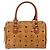 MCM Vicetos Logogram Borsa a Mano PVC Marrone Oro Auth BA7030 D'oro - vista 2