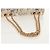 CHANEL Borsa a Catena Choco Bar Line Pelle Cotone Beige Oro CC Auth 152448V D'oro - vista 7