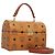 Bolsa MCM Logogram Vicetos em couro PVC 2 em 1 marrom dourado Auth 124762A