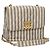 CHANEL Borsa a Spalla Matelassé Striata in Tela Bianca Grigia CC Auth 110304SAV Marrone Bianco
