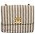 CHANEL Borsa a Spalla Matelassé Striata in Tela Bianca Grigia CC Auth 110304SAV Marrone Bianco - vista 13