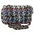 Borsa a Spalla con Catena CHANEL Tweed Blu Oro CC Auth 134856SM D'oro