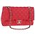 Borsa a spalla a catena CHANEL in pelle caviar rossa con CC argento Auth 139978SM Rosso