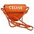 Céline Bolsa de Ombro Triangular de Couro Laranja Auth MY058M