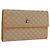 Céline CELINE Macadam Canvas Lange Brieftasche PVC Beige Gold Auth 164073V Golden
