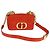 Borsa a spalla in pelle Caro Micro Chain Canage Christian Dior Arancione Auth 108920SAM