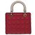 Christian Dior Borsa a mano media Lady Cannage in pelle di agnello rossa e bianca Auth 29502SAV Bianco Rosso - vista 2