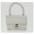 CHANEL Borsa a Spalla Matelassé in Pelle di Agnello Bianca CC Auth 32416SAM Bianco - vista 29