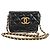 CHANEL Mini Borsa a Spalla Matelassé in Pelle di Vitello Nera Oro CC Auth 142563SAM Nero D'oro