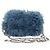 Bolsa de Ombro Miu Miu com Corrente de Pelo Azul Prata 5BD046 Auth 124300SAM