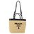 PRADA Borsa a Mano in Pelle di Paglia 2 in 1 Beige Nero Auth ka156V