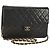 Bolso de cadena CHANEL de piel de cordero negro con cadena dorada CC Auth 148654SAM Dorado