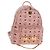 MCM Vicetos Logogram Rucksack aus PVC-Leder Rosa Gold Auth yk19517A Pink Golden