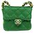 CHANEL Mini Matelassé Borsa a Spalla con Catena Satin Verde Oro CC Auth 51271V D'oro - vista 13