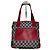 Bolso de mano de lona y cuero monograma Gucci vintage gris negro rojo