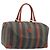 Pequin Borsa Boston in tela Pecan FENDI PVC marrone nero Auth bs34148