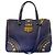 Double Borsa in pelle blu notte Prada con perle dorate