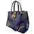 Double Borsa in pelle blu notte Prada con perle dorate - vista 2