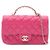 Chanel Mini Flap Rectangular de Cordero Acolchado Rosa