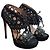 Alaïa ALAIA Black Laser Cut Leather Suede Studs Platform Heels Sandals sz.38 Pre-Owned
