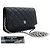 Wallet On Chain CHANEL Cartera con cadena de piel de ternera granulada negra Negro