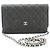 Wallet On Chain CHANEL Cartera con cadena de piel de ternera granulada negra Negro - vista 2