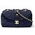 Mademoiselle Borsa a Spalla Chanel Medium Classic in Paglia di Raffia Blu Navy Scuro GHW Nero Blu scuro Gold hardware