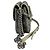Bolsa de flap dupla Camélia Chanel em canvas impresso acolchoado pequeno cinza usado - vista 4