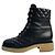 Vorbesitzene schwarze gesteppten CC Plattform Combat Boots Chanel 20B